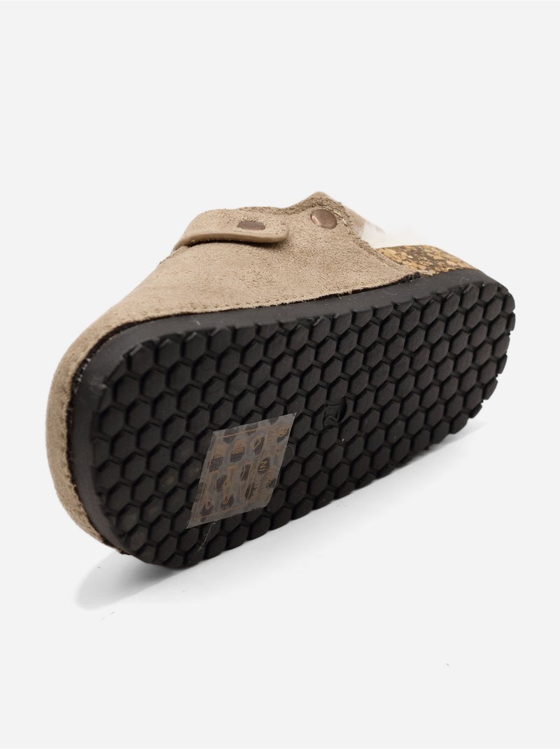 Mules fourrées Taupe - Kiabi