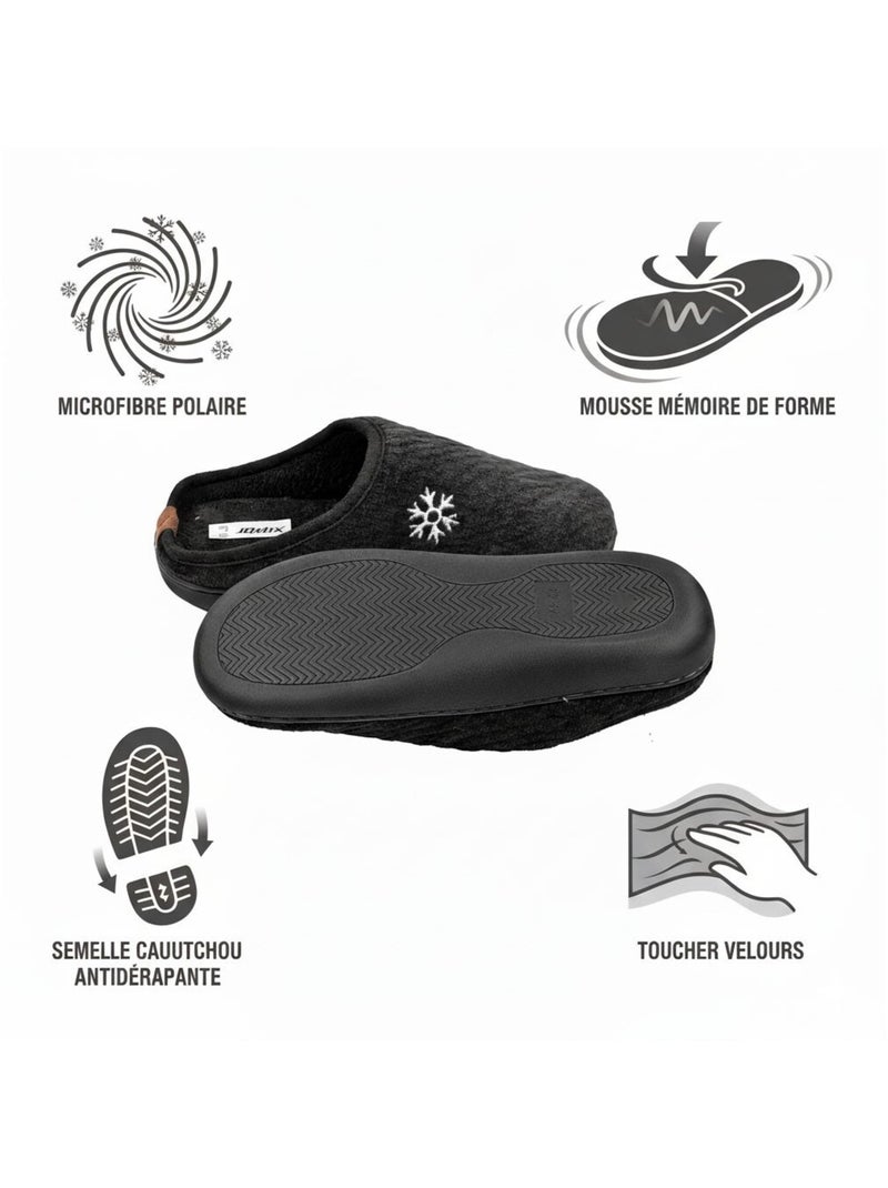 Mules homme hiver fourrées NU10927 Noir - Kiabi