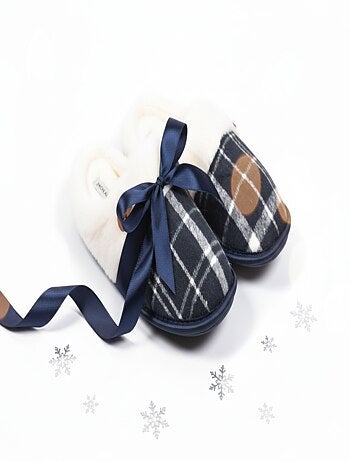 Mules homme Jacquard écossais MU9732