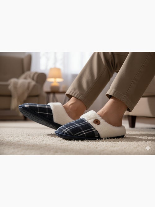 Mules homme Jacquard écossais MU9732 - Kiabi