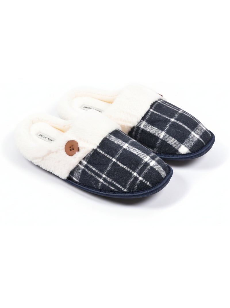 Mules homme Jacquard écossais MU9732 Bleu marine - Kiabi