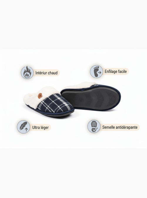 Mules homme Jacquard écossais MU9732 - Kiabi
