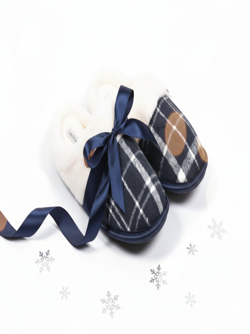 Mules homme Jacquard écossais MU9732 Bleu marine - Kiabi