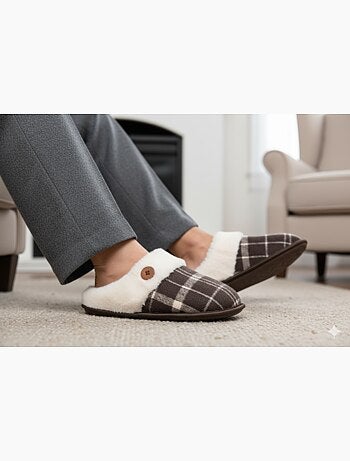 Mules homme Jacquard écossais MU9732