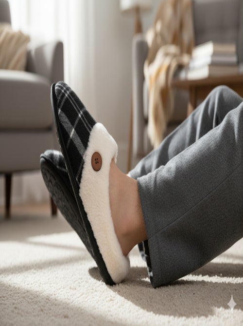Mules homme Jacquard écossais MU9732 - Kiabi