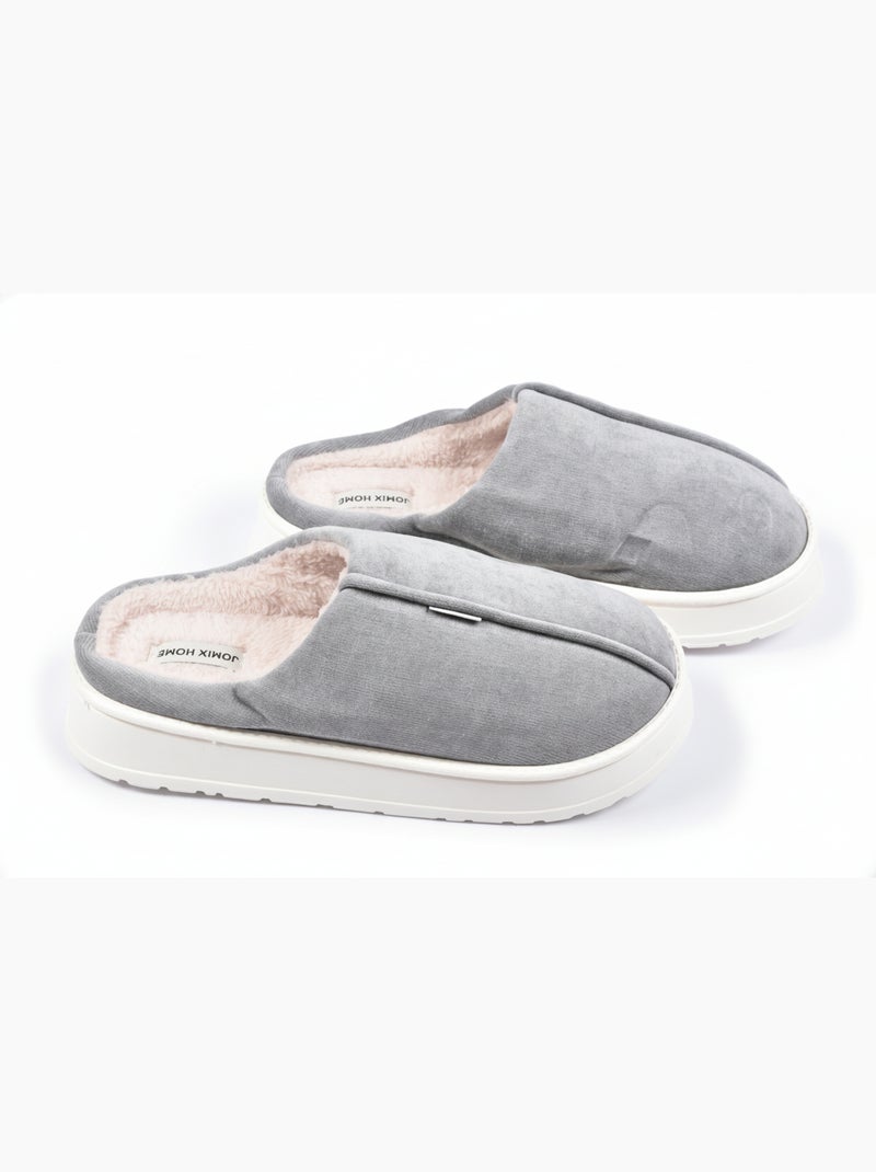 Mules homme velours côtelé MU10121 Gris - Kiabi