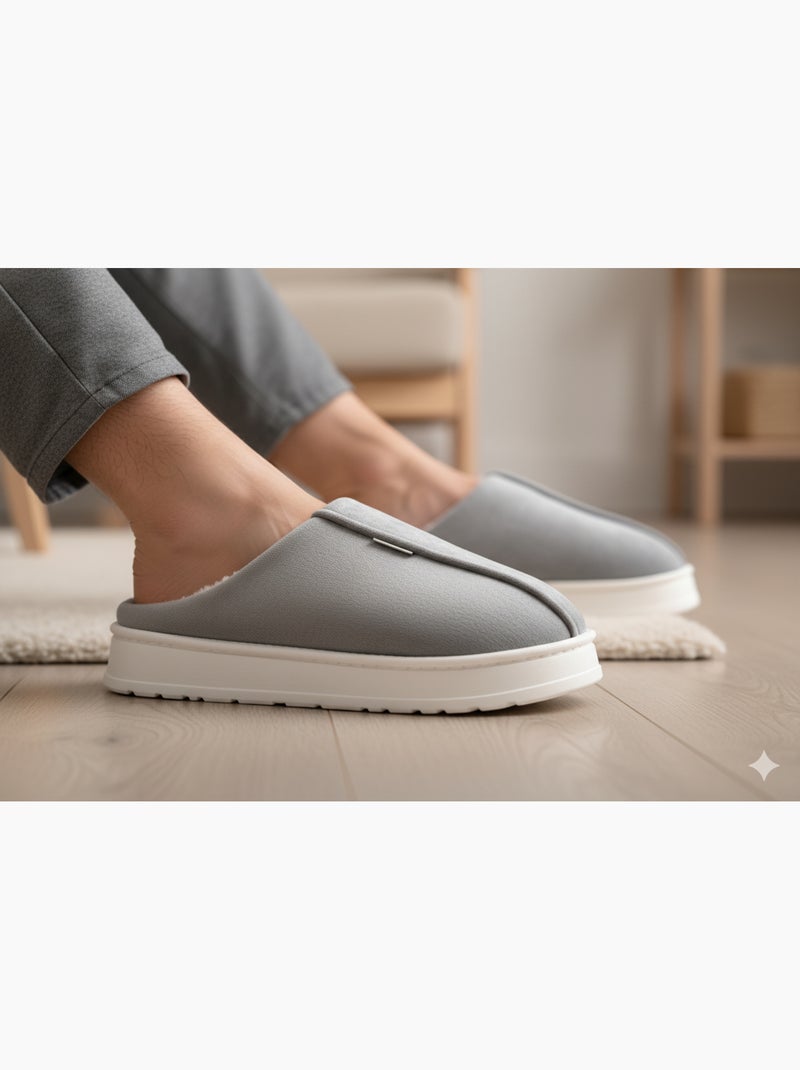 Mules homme velours côtelé MU10121 Gris - Kiabi