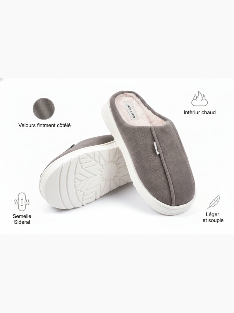 Mules homme velours côtelé MU10121 Marron - Kiabi