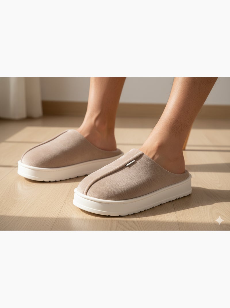 Mules homme velours côtelé MU10121 Taupe - Kiabi