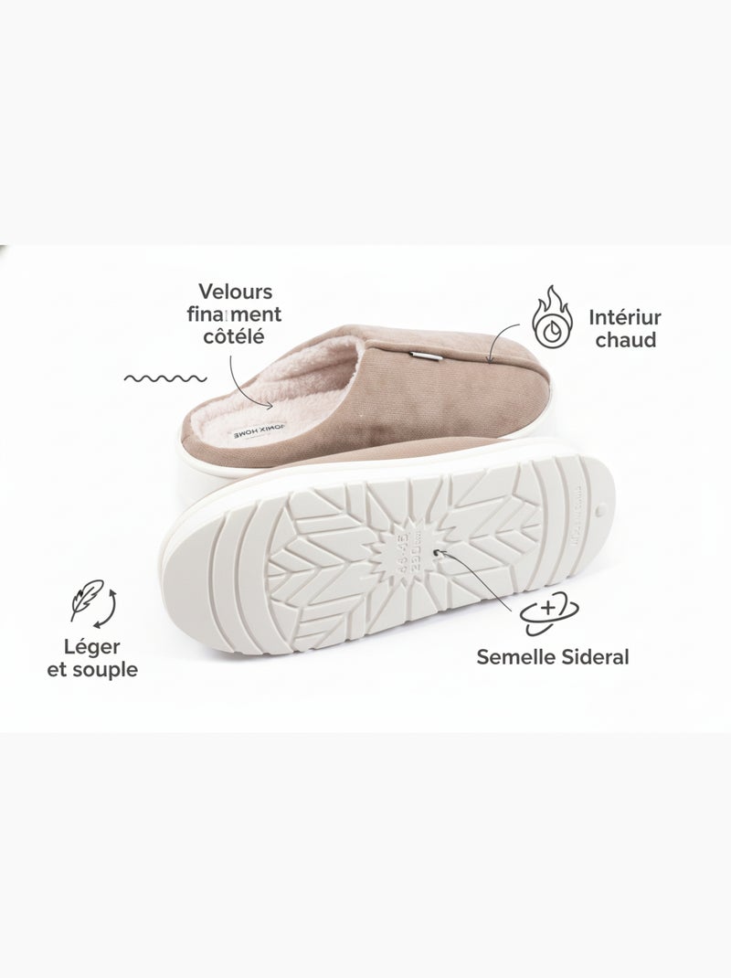 Mules homme velours côtelé MU10121 Taupe - Kiabi