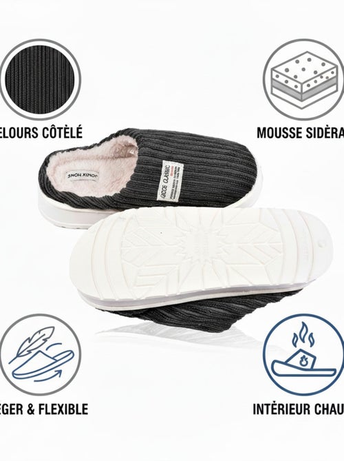 Mules homme velours côtelé MU10122 - Kiabi