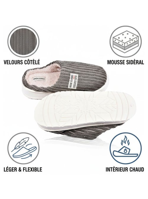 Mules homme velours côtelé MU10122 - Kiabi