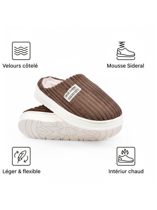 Mules homme velours côtelé MU10122 - Kiabi