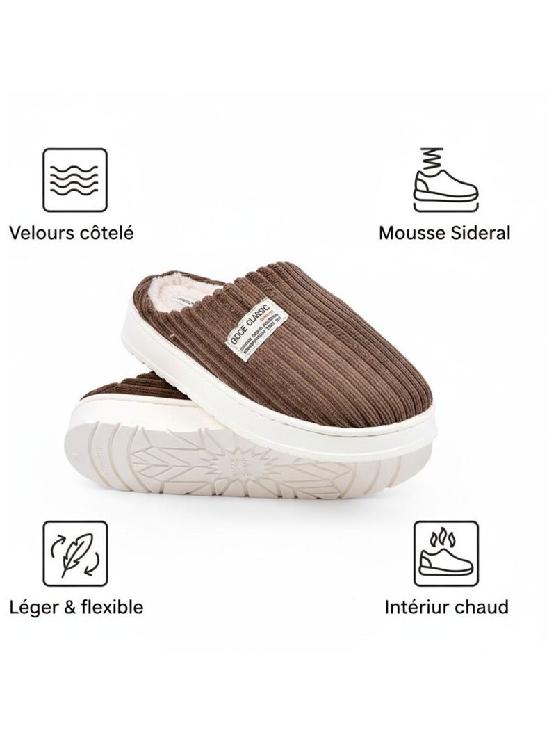 Mules homme velours côtelé MU10122 Marron - Kiabi
