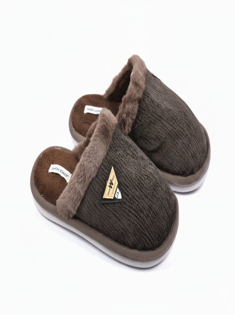 Mules homme velours ondulé MU9714 Marron - Kiabi