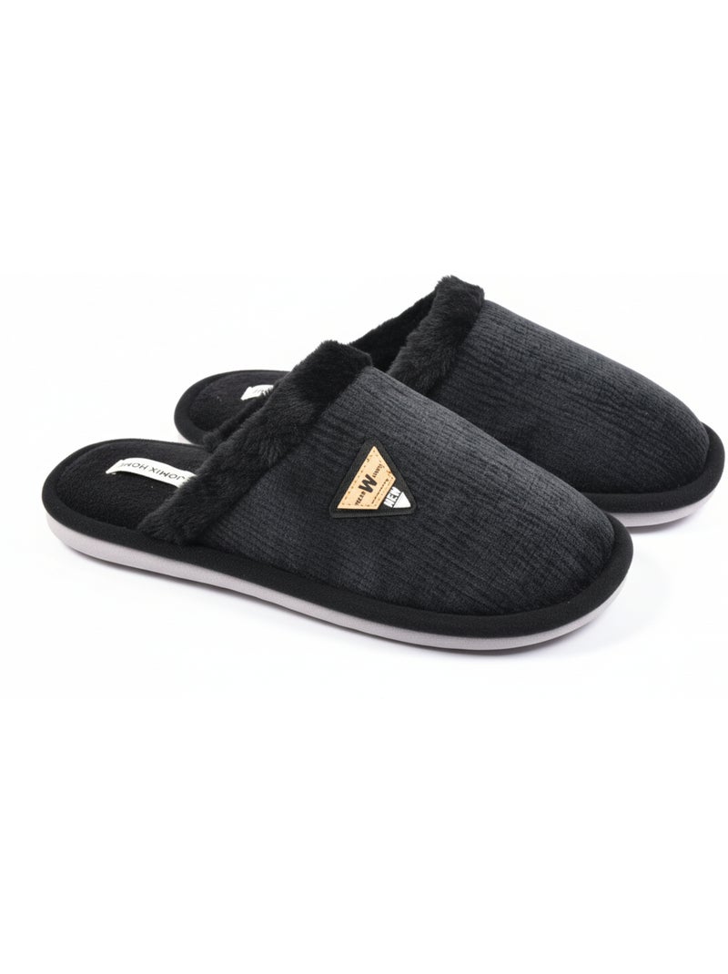 Mules homme velours ondulé MU9714 Noir - Kiabi