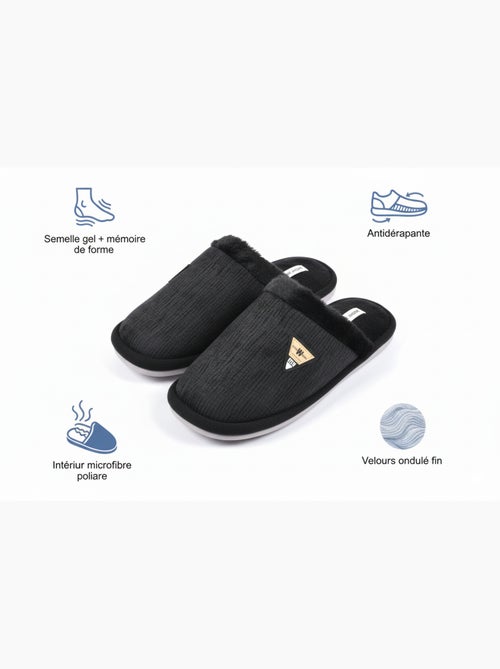Mules homme velours ondulé MU9714 - Kiabi