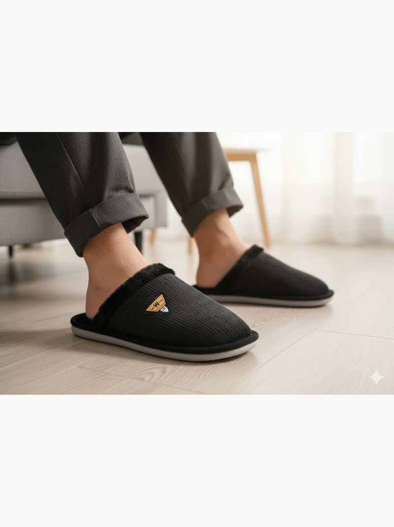 Mules homme velours ondulé MU9714 Noir - Kiabi