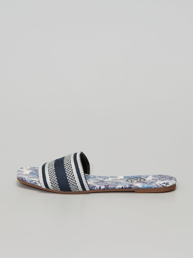 Mules imprimées 'jungle' bleu - Kiabi