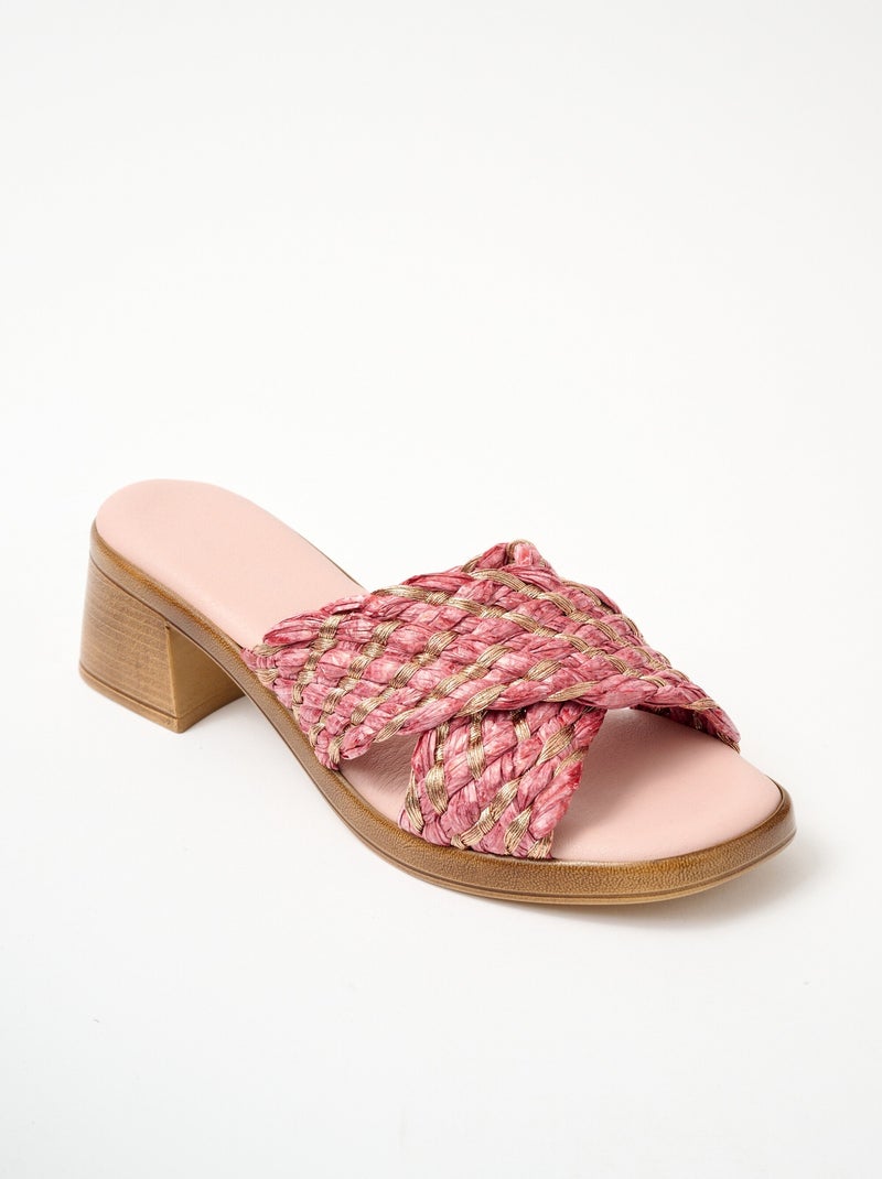 Mules largeur confort raphia tressé Doré/or - Kiabi