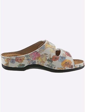 Mules à deux fermetures auto-agrippantes et semelle en cuir - Taille standard - Witt