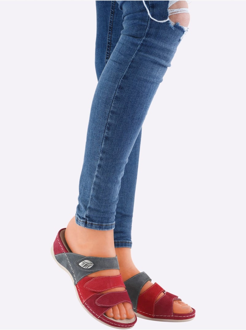 Mules Largeur Pied Fort - Taille Standard - Witt Gris Rouge - Kiabi