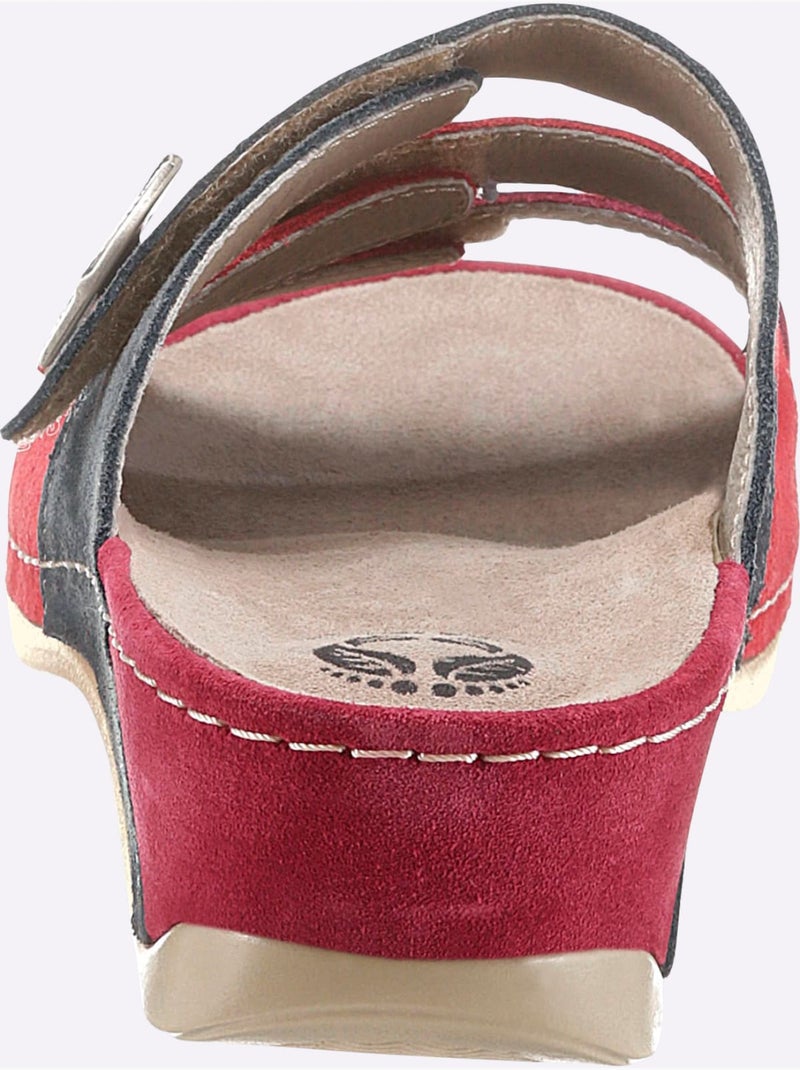 Mules Largeur Pied Fort - Taille Standard - Witt Gris Rouge - Kiabi
