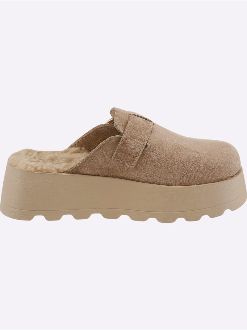 Mules matière synthétique - taille standard - helline Gris taupe - Kiabi