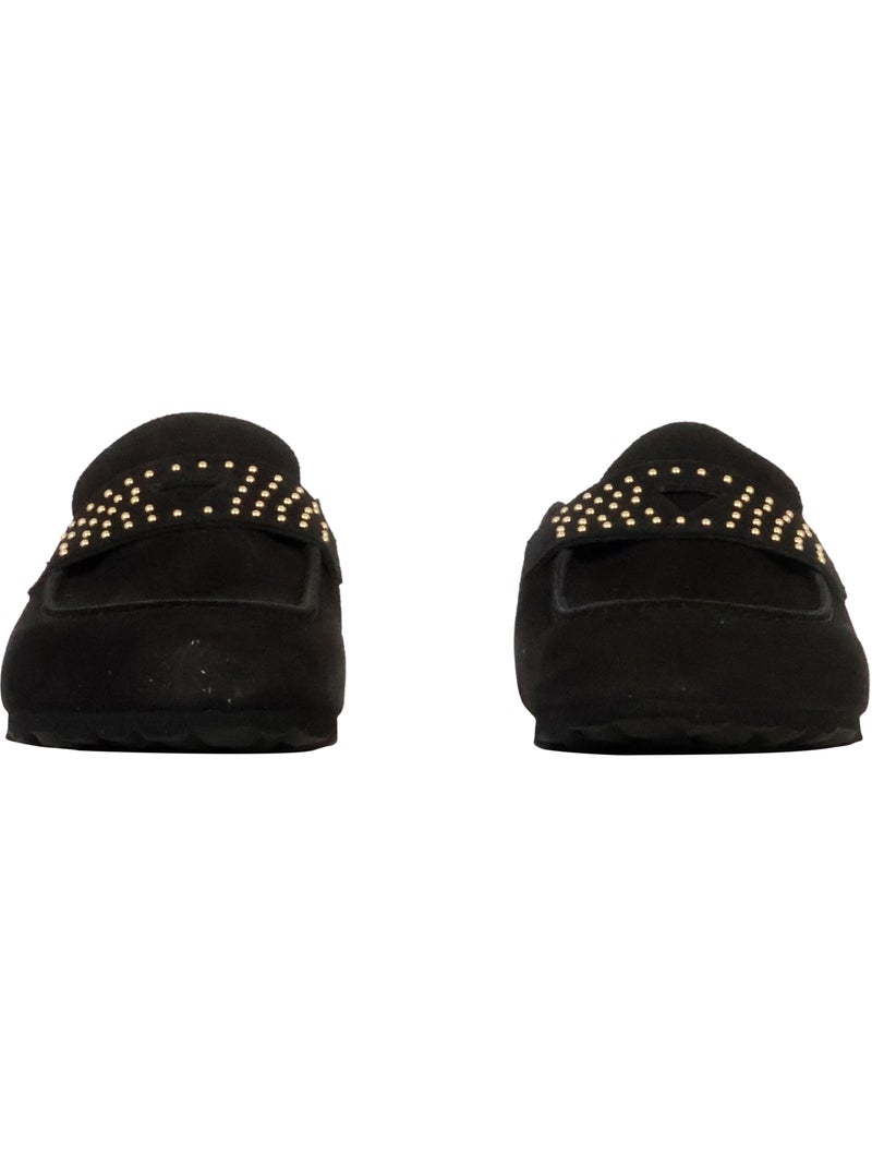 Mules Mocassin Cuir The Divine Factory Noga Gassirette Clous Noir - Kiabi