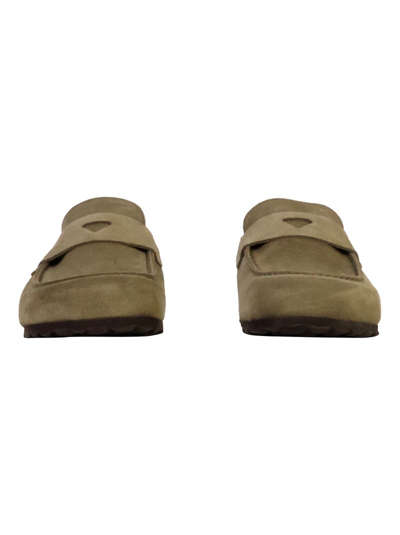 Mules Mocassin Cuir The Divine Factory Noga Gassirette Kaki - Kiabi