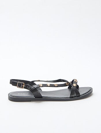 Mules multi-brides à clous brillant