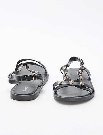 Mules multi-brides à clous brillant