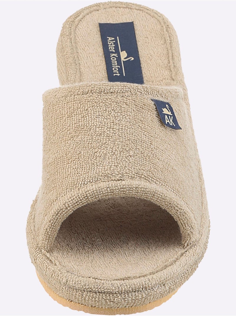 Mules ouvertes en éponge en coton et semelle en caoutchouc - taille standard - witt Beige - Kiabi