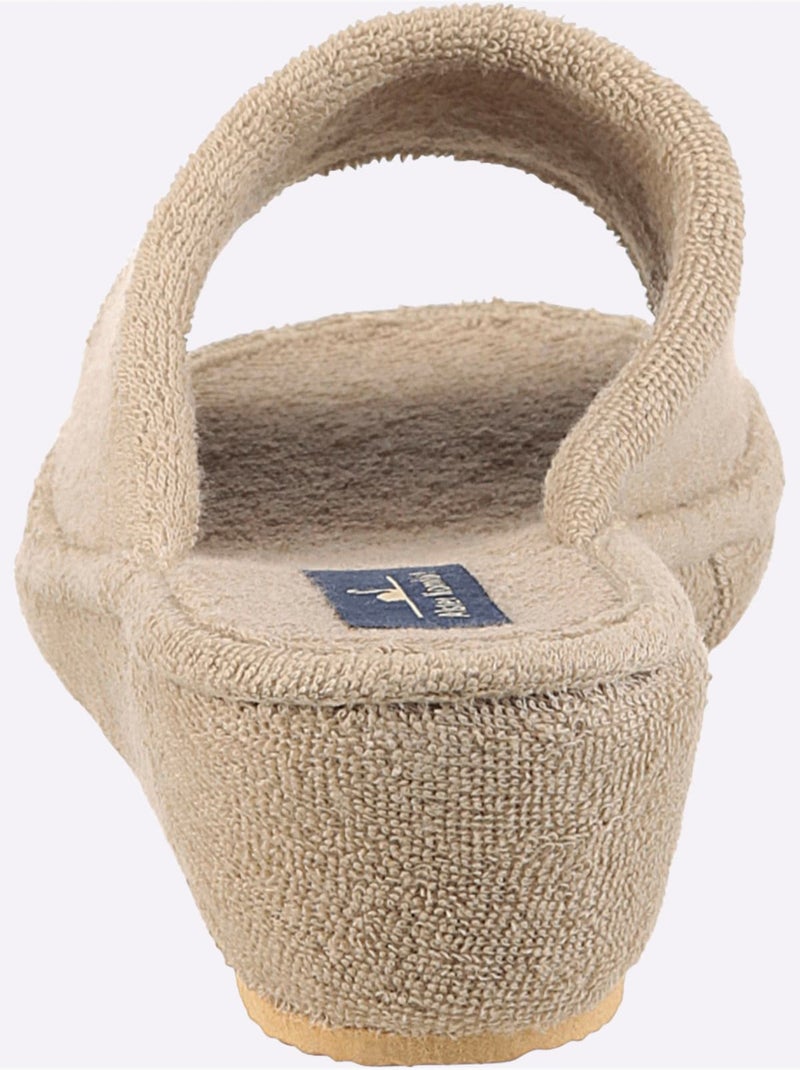 Mules ouvertes en éponge en coton et semelle en caoutchouc - taille standard - witt Beige - Kiabi