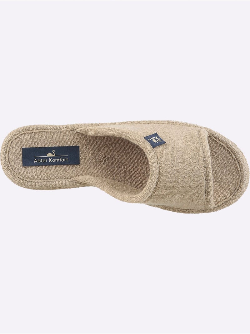 Mules ouvertes en éponge en coton et semelle en caoutchouc - taille standard - witt Beige - Kiabi