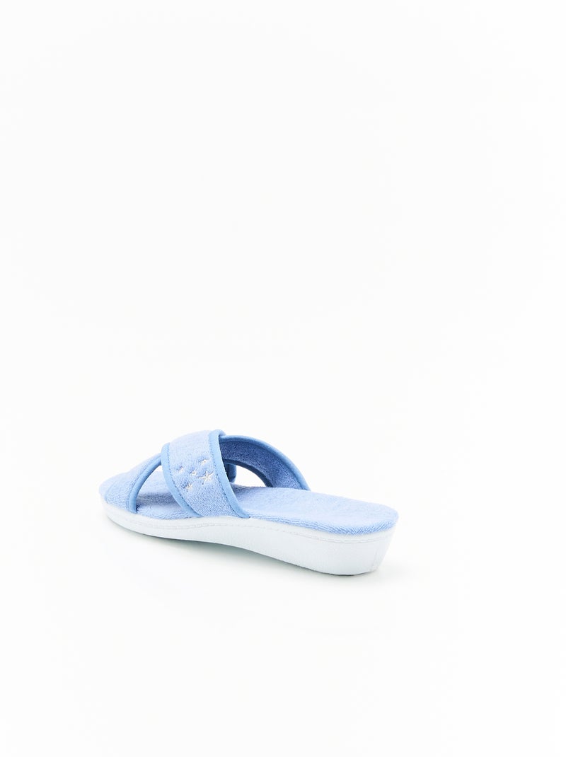 Mules ouvertes en tissu éponge - Damart Bleu - Kiabi