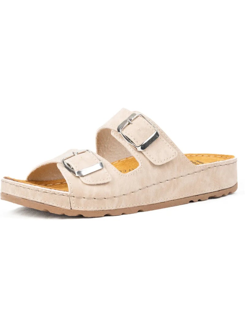 Mules pieds larges H - Modèle Hibiscus Beige - Kiabi