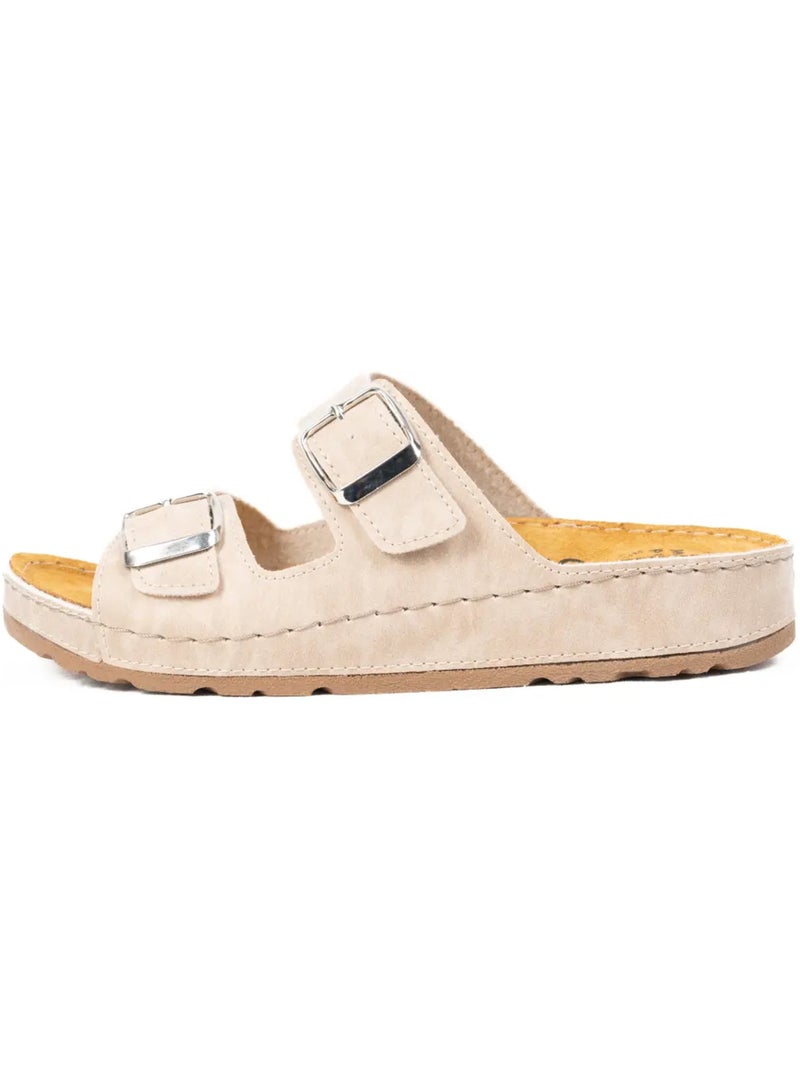 Mules pieds larges H - Modèle Hibiscus Beige - Kiabi
