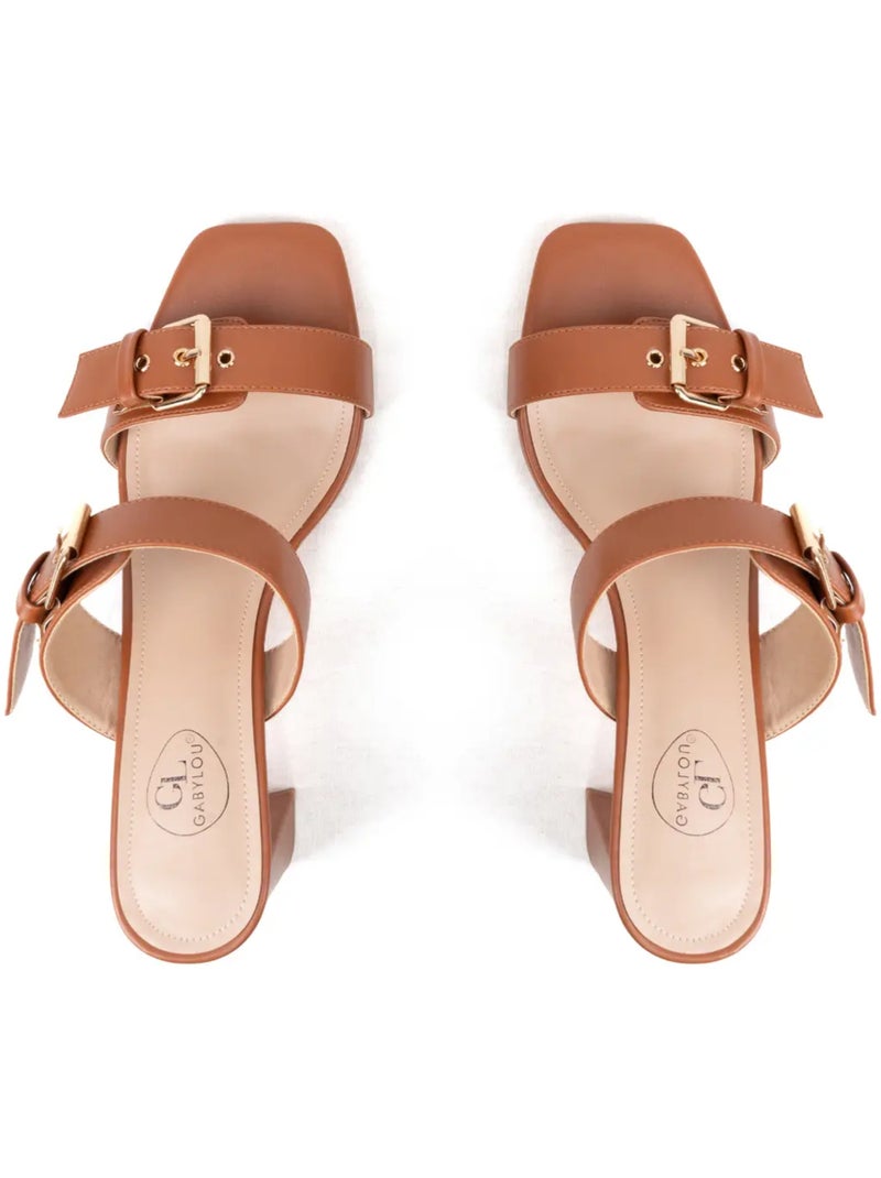 Mules pieds larges H - Modèle Iza Camel - Kiabi
