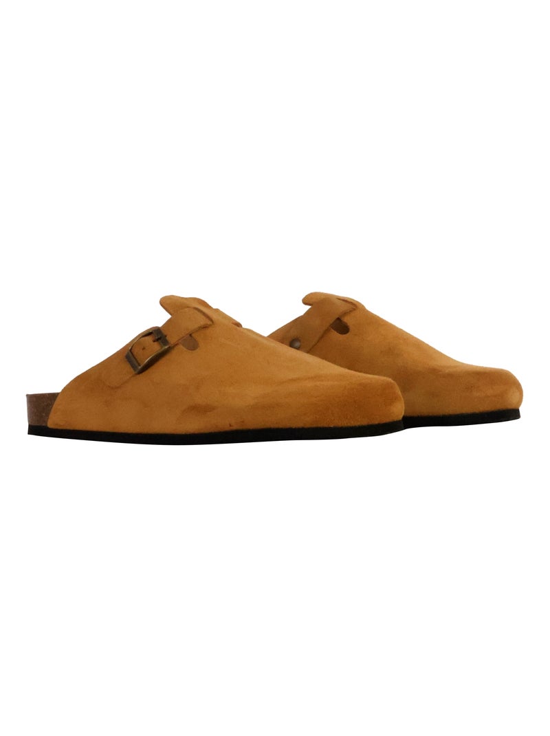 Mules Plate Cuir Natural World Beige - Kiabi