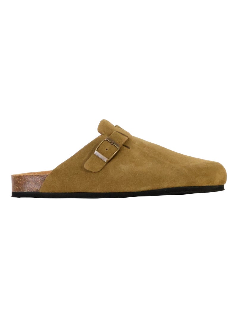 Mules Plate Cuir Natural World Kaki - Kiabi