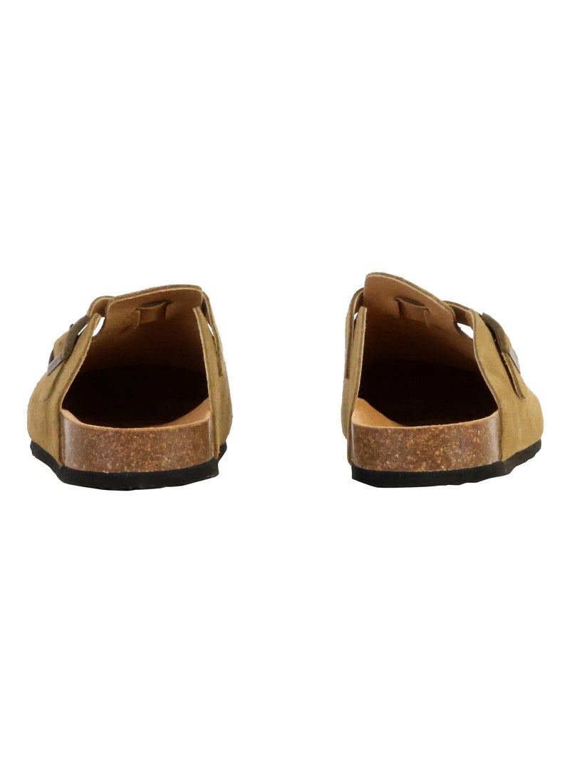 Mules Plate Cuir Natural World Kaki - Kiabi