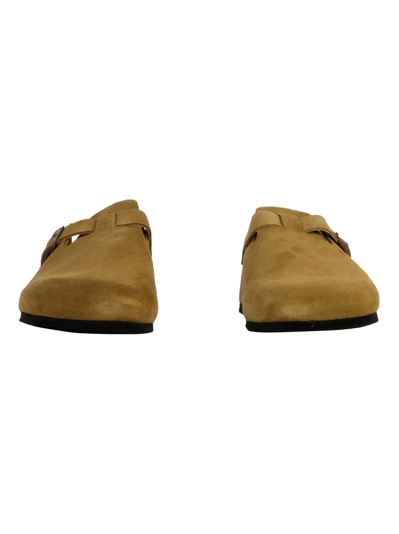 Mules Plate Cuir Natural World Kaki - Kiabi