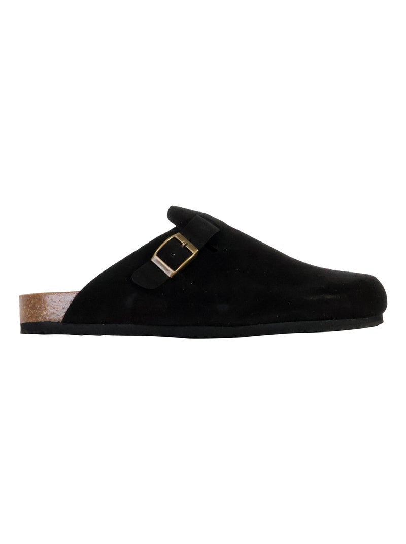 Mules Plate Cuir Natural World Noir - Kiabi