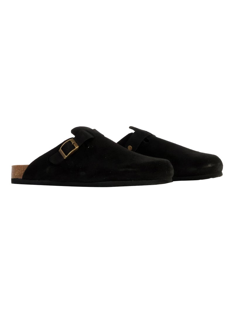 Mules Plate Cuir Natural World Noir - Kiabi