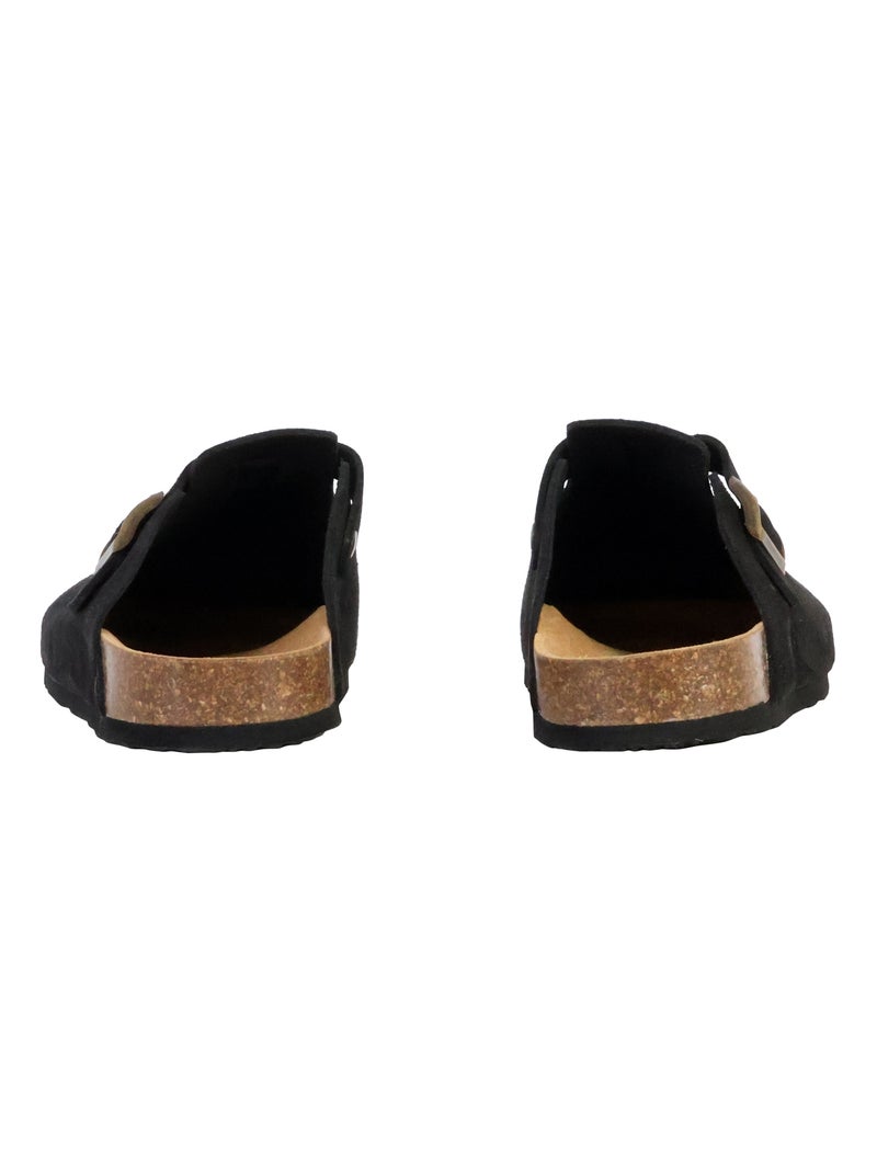 Mules Plate Cuir Natural World Noir - Kiabi