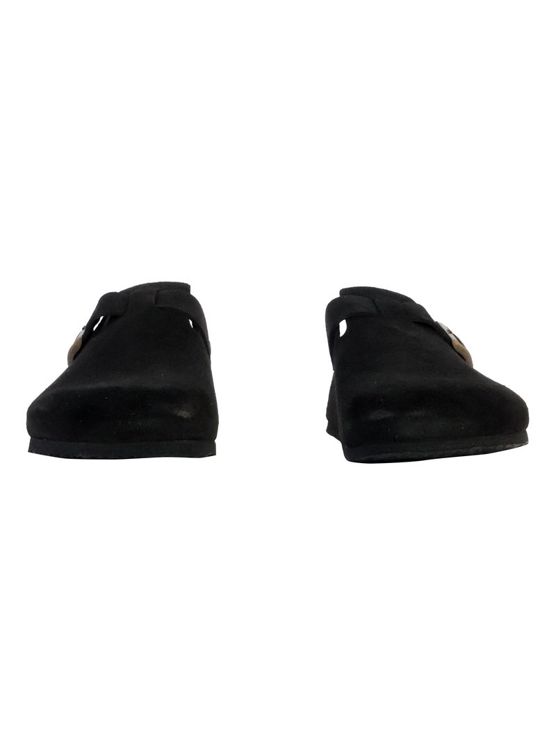 Mules Plate Cuir Natural World Noir - Kiabi
