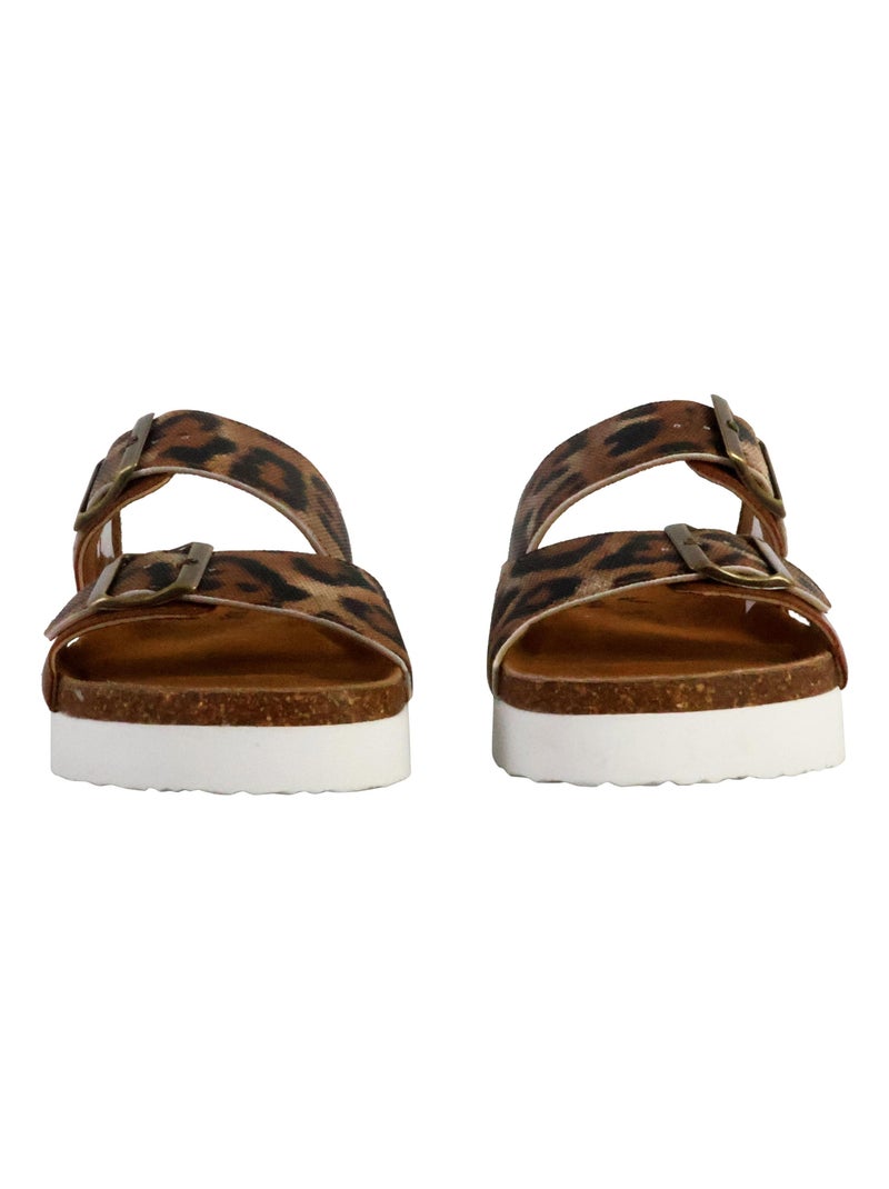 Mules Plate Cuir Solinea Marron - Kiabi