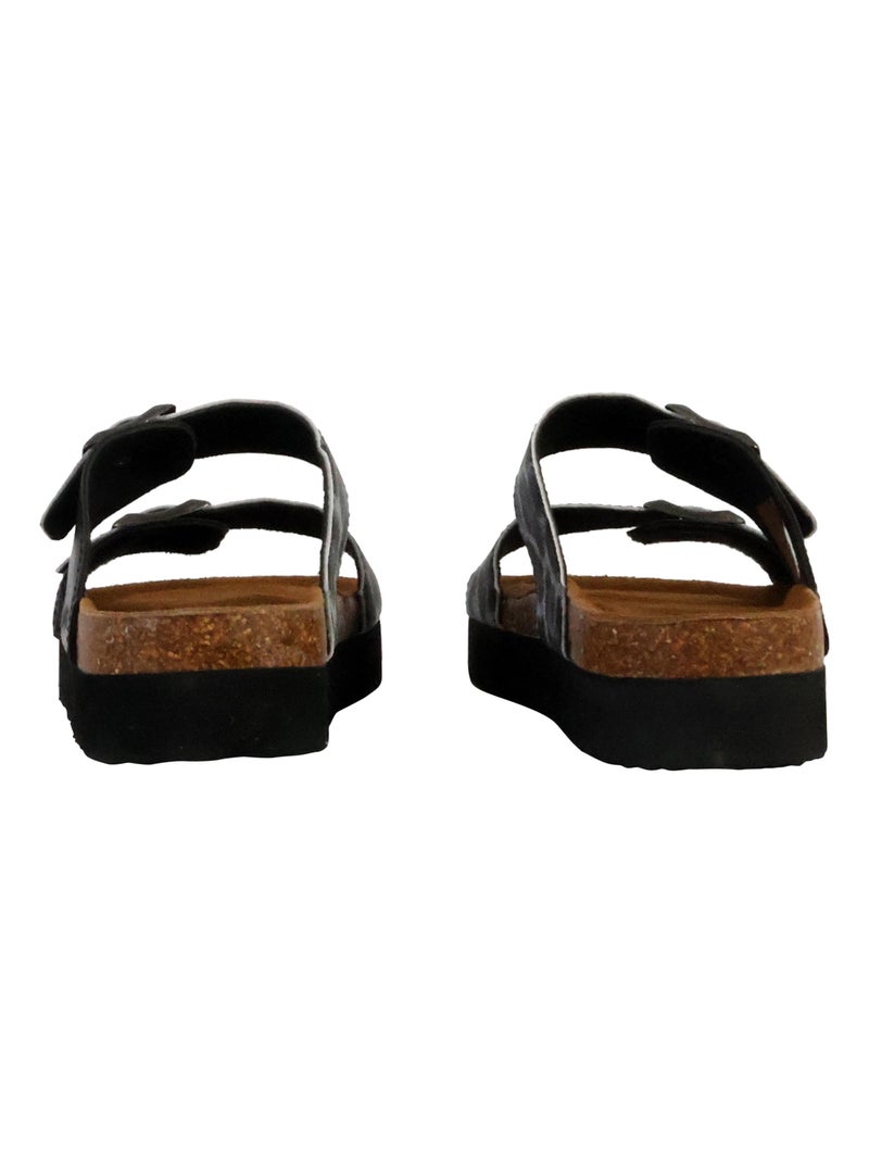 Mules Plate Cuir Solinea Noir - Kiabi