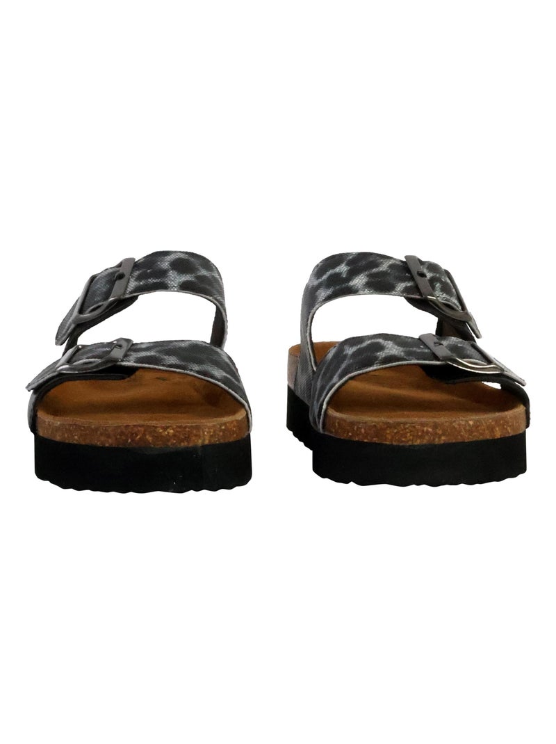 Mules Plate Cuir Solinea Noir - Kiabi